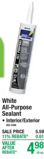 Menards White lightning all-purpose sealant offer