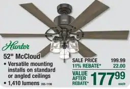 Menards Hunter 52" McCloud offer