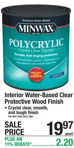 Menards Minwax polycrylic crystal clear topcoat offer