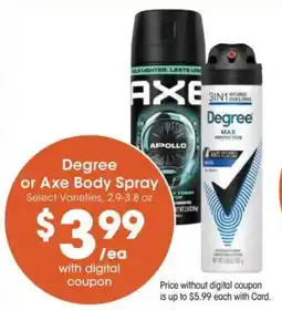 Fry's Degree or Axe Body Spray offer