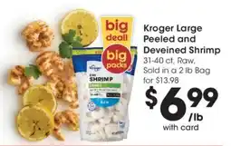 Fry's Kroger large peeled and deveined shrimp offer