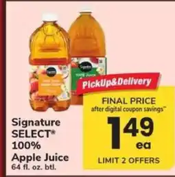 Safeway Signature Select 100% Apple Juice offer