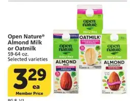 Albertsons Open Nature Almond Milk or Oatmilk offer