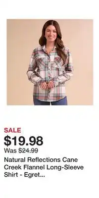 Cabela's Natural Reflections Cane Creek Flannel Long-Sleeve Shirt - Egret Plaid - S offer