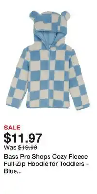 Cabela's Bass Pro Shops Cozy Fleece Full-Zip Hoodie for Toddlers - Blue Check - 2T offer