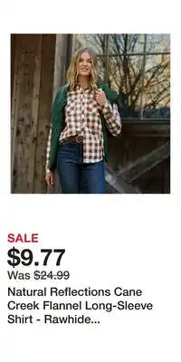 Cabela's Natural Reflections Cane Creek Flannel Long-Sleeve Shirt - Rawhide Check - S offer