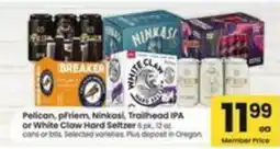 Safeway Pelican, pFriem, Ninkasi, Trailhead IPA or White Claw Hard Seltzer offer