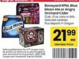 Safeway Boneyard RPM, Blue Moon Ale or Angry Orchard Cider offer