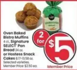 Safeway Oven Baked Bistro Muffins or Hostess Snack Cakes offer