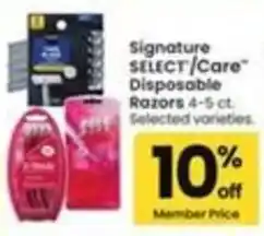 Safeway Signature Select/Care Disposable Razors offer