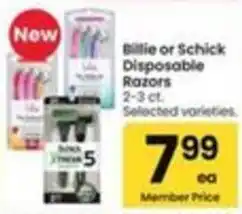 Safeway Billie or Schick Disposable Razors offer