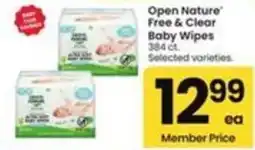 Safeway Open Nature Free & Clear Baby Wipes offer