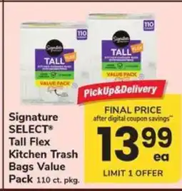 Safeway Signature SELECT Tall Flex Kitchen Trash Bags Value Pack offer