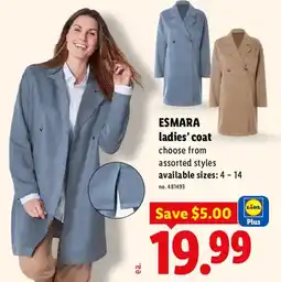 Lidl Esmara ladies' coat offer