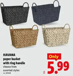 Lidl Havana paper basket with ring handle offer