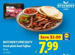Lidl Butcher's Specialty fresh plain beef fajitas offer