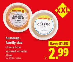 Lidl Hummus, family size offer