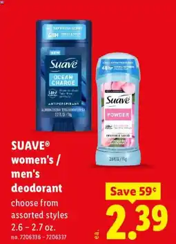 Lidl Suave women's / men's deodorant offer