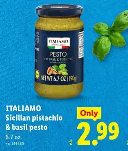 Lidl Itali amo sicilian pistachio & basil pesto offer