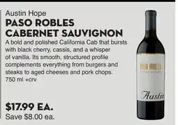 Bristol Farms Austin Hope PASO ROBLES CABERNET SAUVIGNON offer