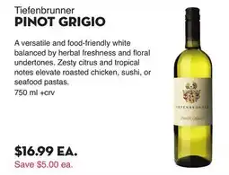 Bristol Farms Tiefenbrunner PINOT GRIGIO offer
