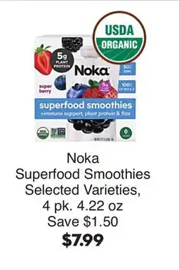 Bristol Farms Noka Superfood Smoothies offer