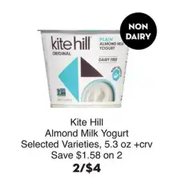Bristol Farms Kite Hill Almond Milk Yogurt offer