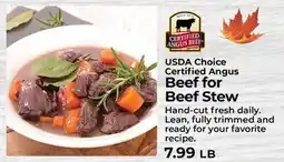 Sunset Foods USDA Choice Certified Angus Beef for Beef Stew offer