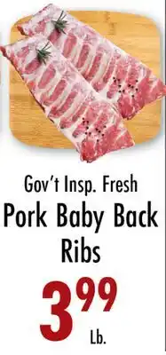 Garden Fresh Market Gov't Insp. Fresh Pork Baby Back Ribs offer