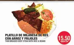 Carnicerias Jimenez PLATILLO DE MILANESA DE RES CON ARROZ Y FRIJOLES offer