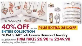 Boscov's NOVA STAR Lab Grown Diamond Jewelry offer