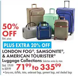 Boscov's LONDON FOG , SAMSONITE , & AMERICAN TOURISTER offer