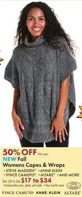 Boscov's NEW Fall Women Capes & Wraps offer