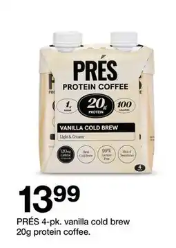 Target PRÉS 4-pk. vanilla cold brew 20g protein coffee offer
