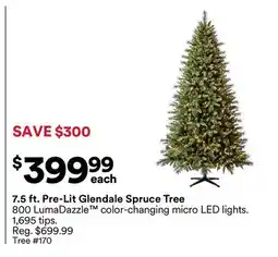 Michaels 7.5 ft. Pre-Lit Glendale Spruce Tree offer