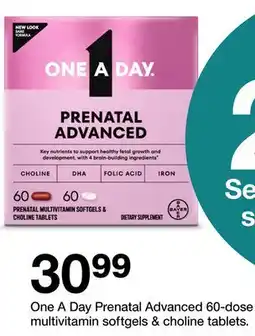 Target One A Day Prenatal Advanced 60-dose multivitamin softgels & choline tablets offer