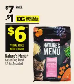 Dollar General Nature's Menu Cat or Dog Food offer