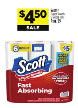 Dollar General Scott Paper Towels 6 Single rolls offer