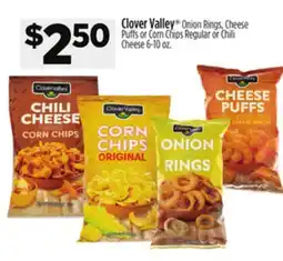 Dollar General Clover Valley Onion Rings, Cheese Puffs or Corn Chips offer