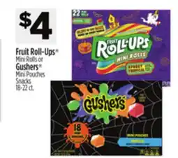 Dollar General Fruit Roll-Ups Mini Rolls or Gushers Mini Pouches Snacks offer