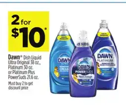 Dollar General Dawn Dish Liquid Ultra Original 38 oz., Platinum 30 oz. or Platinum Plus PowerSuds 21.6 oz offer