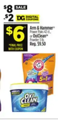 Dollar General Arm & Hammer Power Paks 42 ct., or Oxiclean Powder 1 lb offer