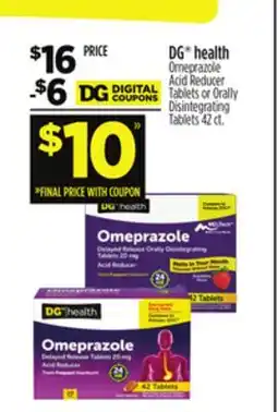 Dollar General DG health Omeprazole Acid Reducer Tablets or Orally Disintegrating Tablets offer
