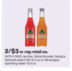 CVS Jarritos, Sidral Mundet, Sangría Señorial soda 11.16-12.5 oz or Mineragua sparkling water 12.5 oz offer
