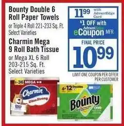 Price Chopper Charmin Mega 9 Roll Bath Tissue offer