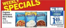Price Chopper Progresso Traditional or Rich & Hearty Soup offer