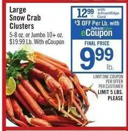 Price Chopper Large Snow Crab Clusters offer