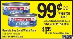 Price Chopper Bumble Bee Solid White Tuna offer