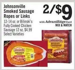 Price Chopper Johnsonville Smoked Sausage Ropes or Links offer