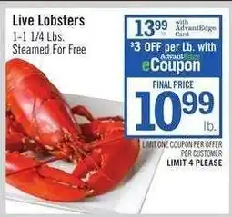 Price Chopper Live Lobsters offer